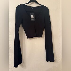 fashion nova with a flare cropped sweater top black